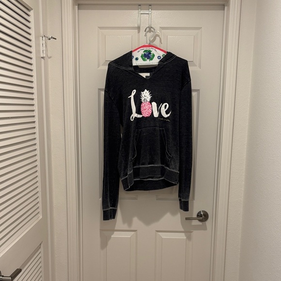 Simply Southern Tops - Simply Southern Black Hoodie with Pink Pineapple Design